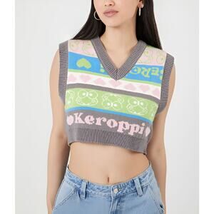 Forever 21‎ x Hello Kitty Womens Kidcore Sanrio Keroppi Cropped Sweater Vest M